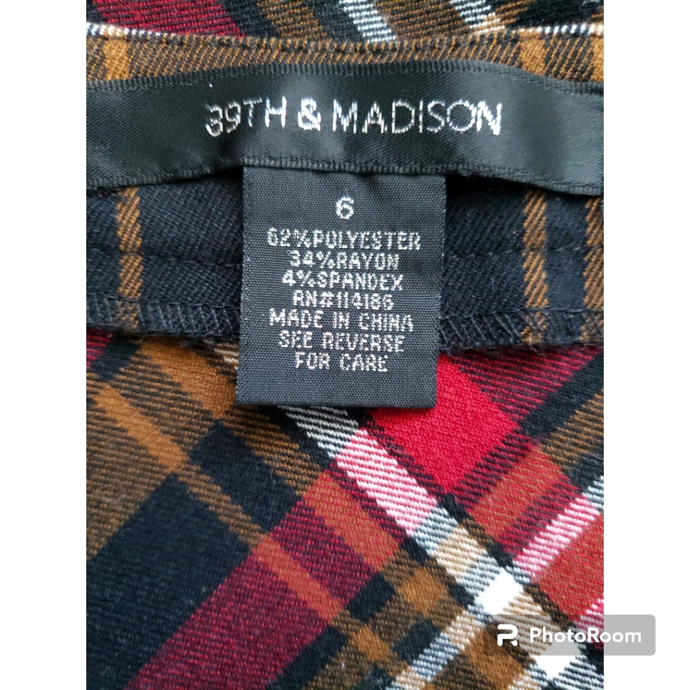 89th & Madison Plaid A Line Skirt Size 6 - Picture 6 of 9